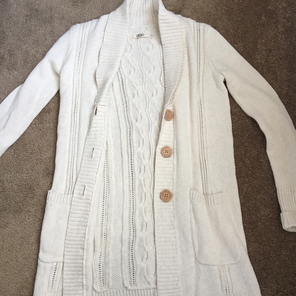 UGG Cream Cable Knit Long Cardigan